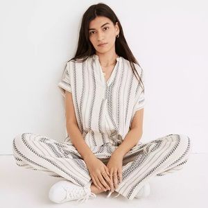 Madewell Lightspun Lakeline Popover Shirt in Jacquard Stripe